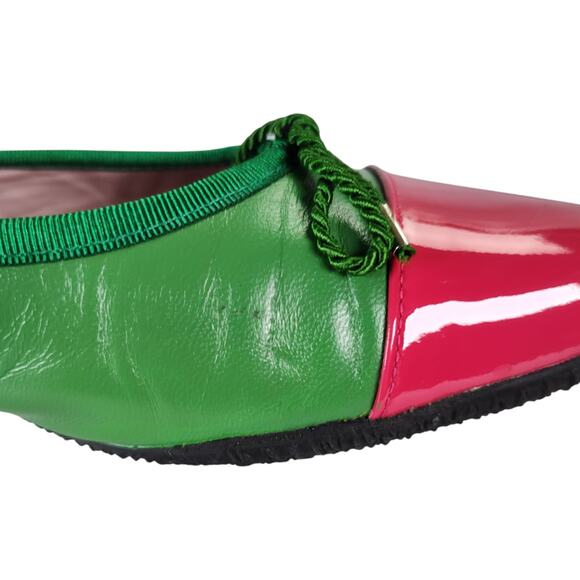 Paul Mayer Attitudes Bravo Ballet Flats Size 9B Green Leather Patent Cap Toe - Picture 7 of 12